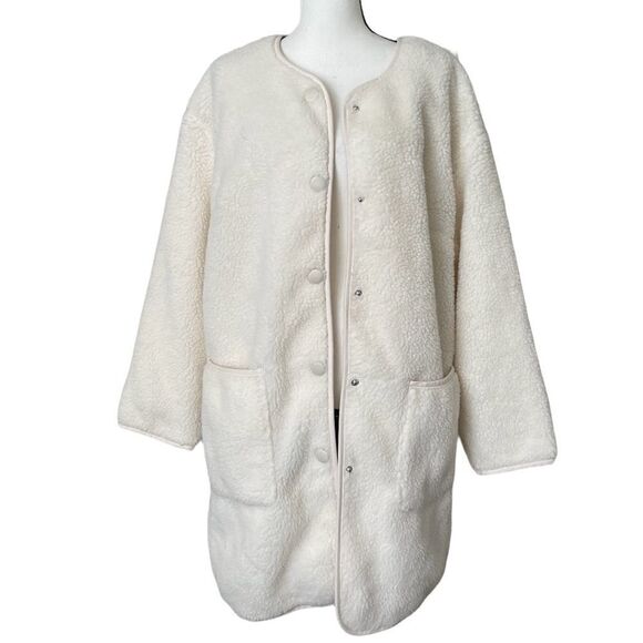 Women's Plus Size Sherpa Overcoat Jacket - Ava & Viv - Picture 4 of 5